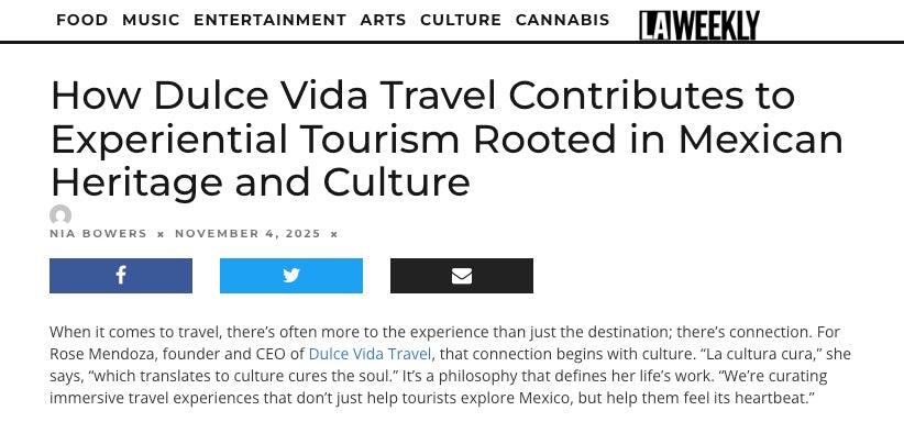 LA Weekly Promotes Dulce Vida Travel!